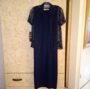 Two-Piece, Navy Dress & Blouse by Victoria Holley